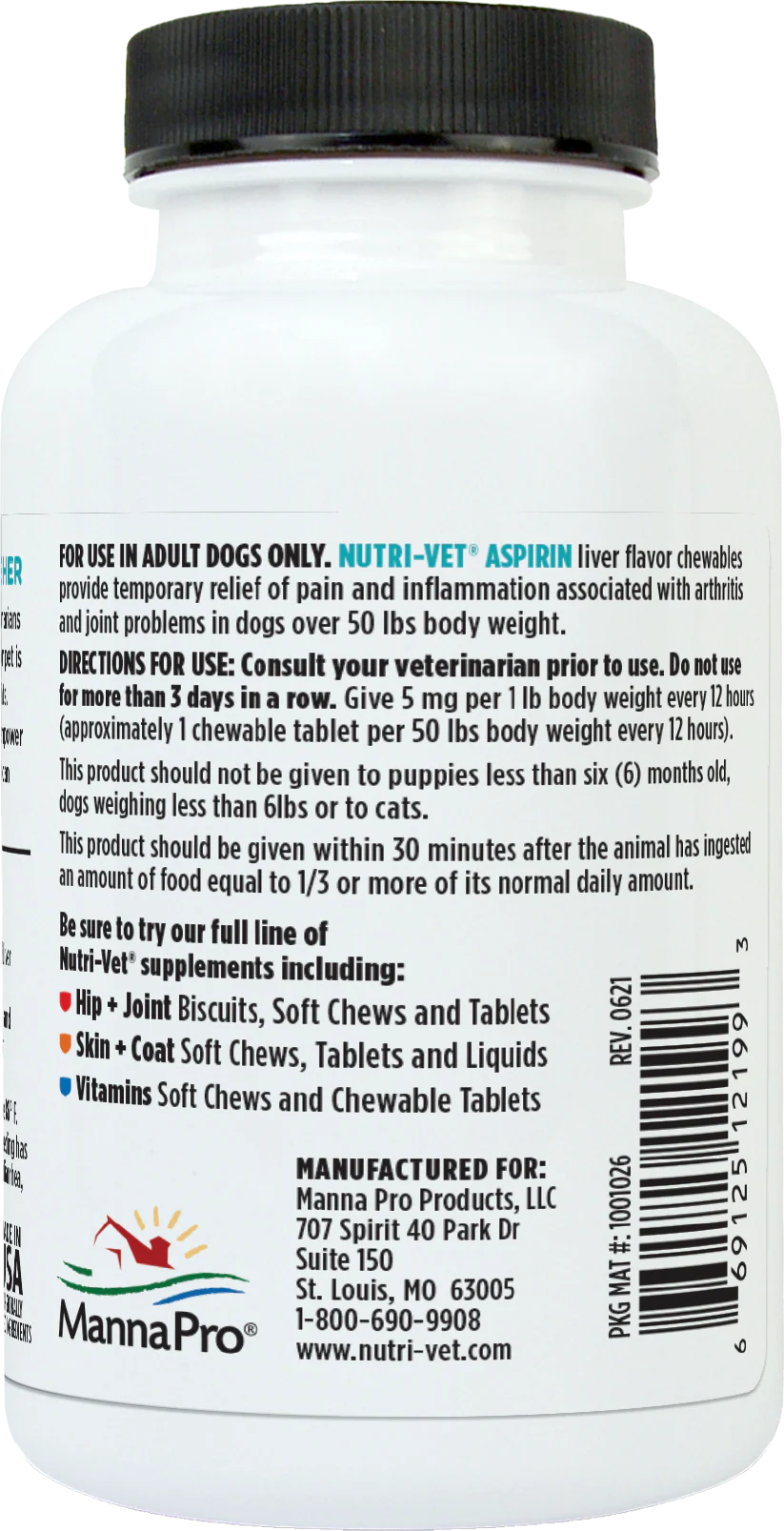 Nutri-Vet Aspirin for Dogs | Liver Flavored Chewables | Pain & Inflammation Relief