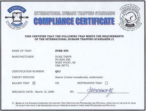 Duke #330 Body Gripping Trap | 10" Jaw Spread for Beaver, Bobcat, Otter, & Coyote