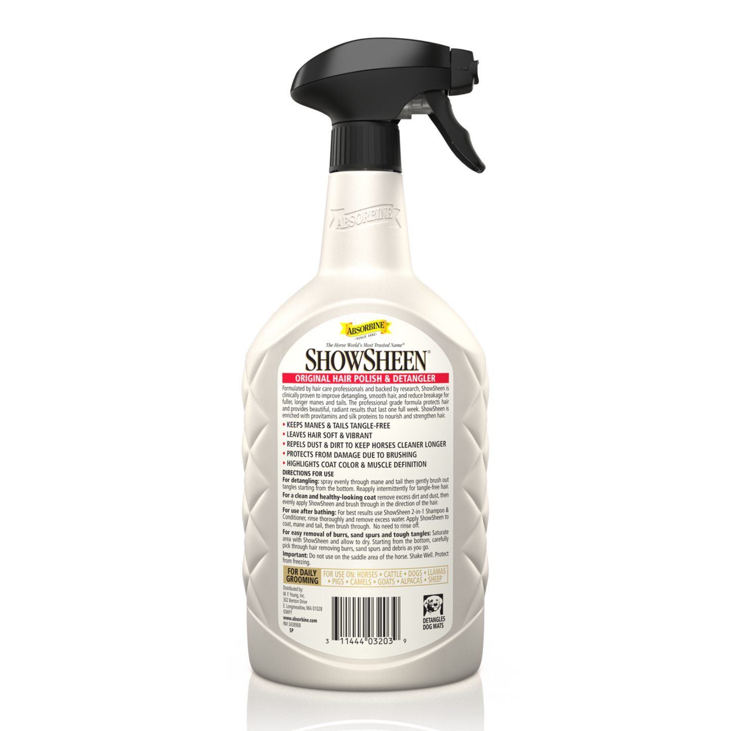 Absorbine ShowSheen Hair Polish & Detangler Spray | Mane, Tail & Coat Shine, 32 fl oz