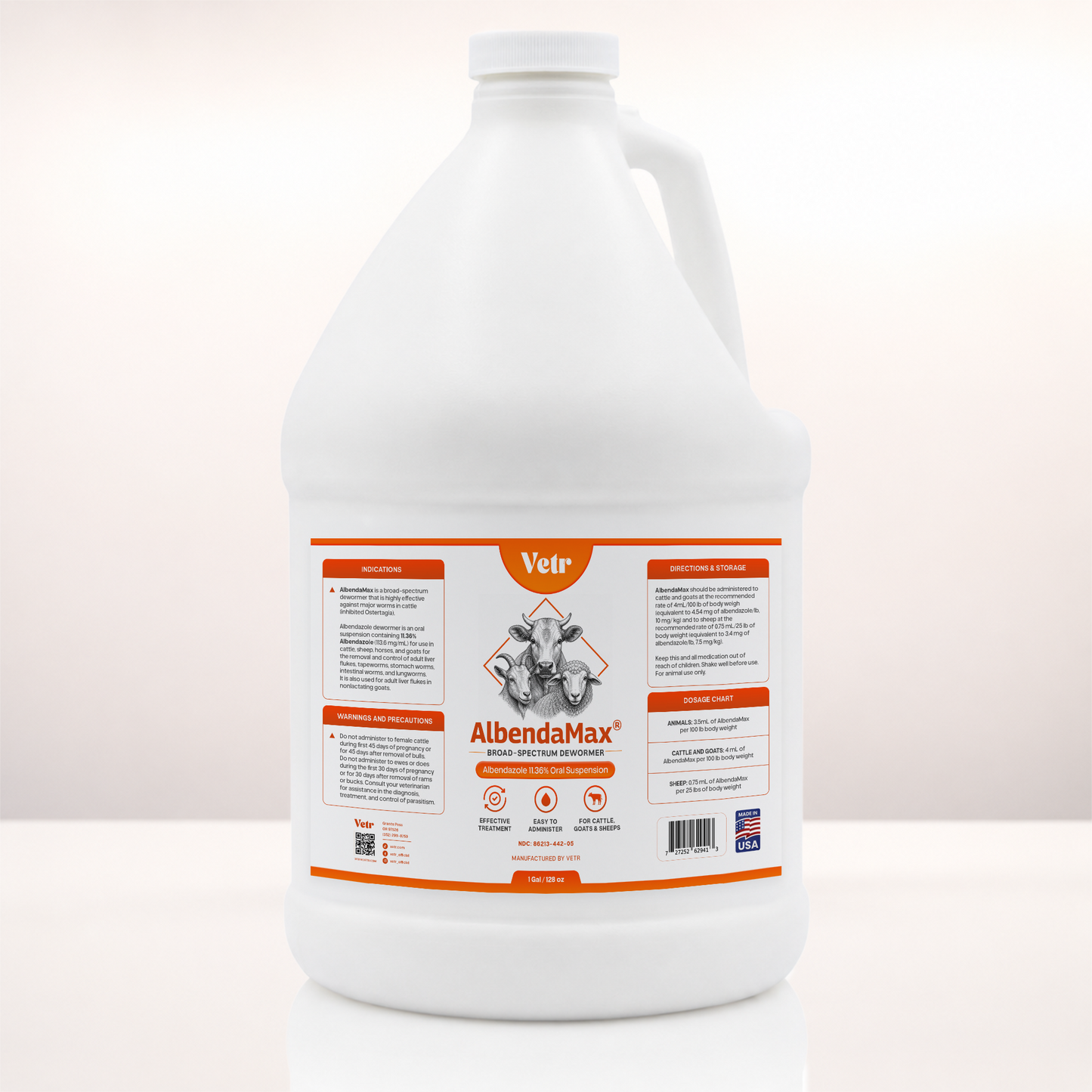 AlbendaMax 11.36% Albendazole Oral Dewormer for Cattle, Sheep & Goats