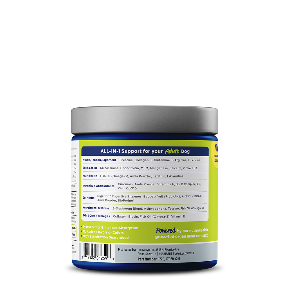 Vetericyn ALL-IN Adult Dog Supplement | 90 Chewables | Daily Joint, Muscle, Digestive & Immune Support