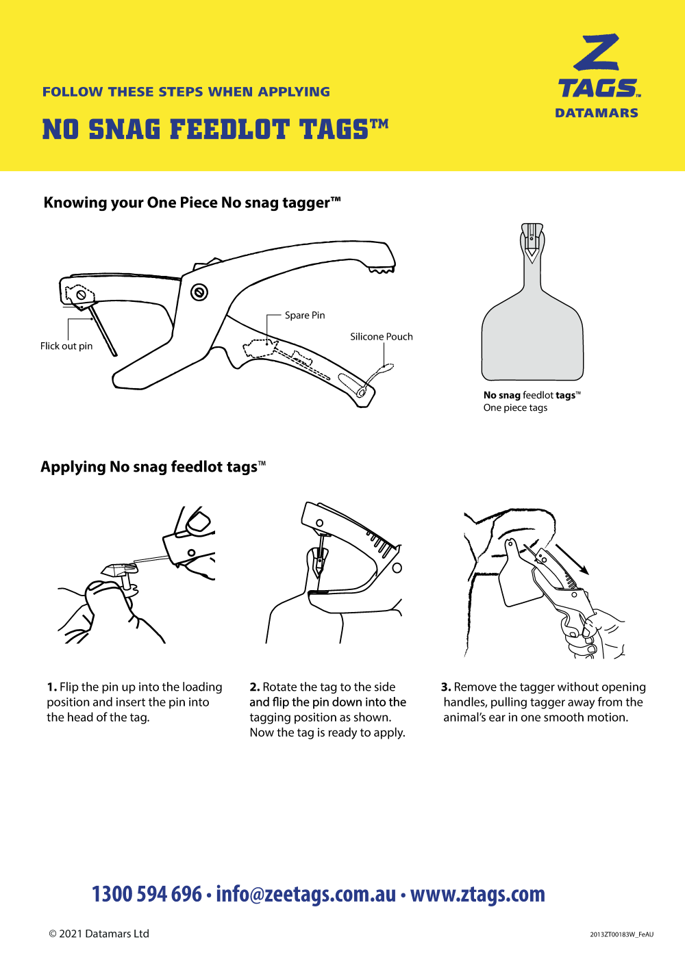 Z-Tags No Snag Tagger — One-Piece Cattle Ear Tag Applicator Tool