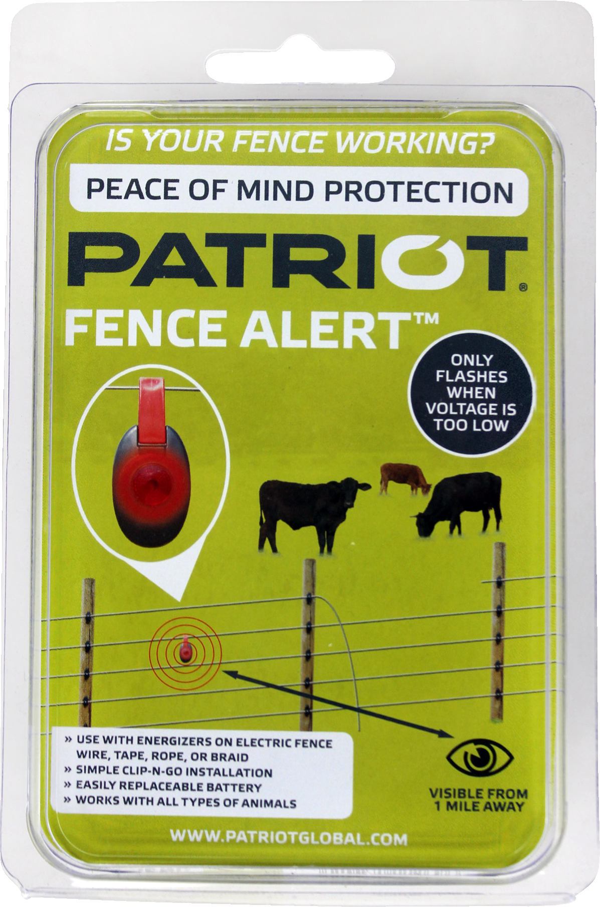Patriot Electric Fence Alert Warning Light - Indicates Low Voltage Issue