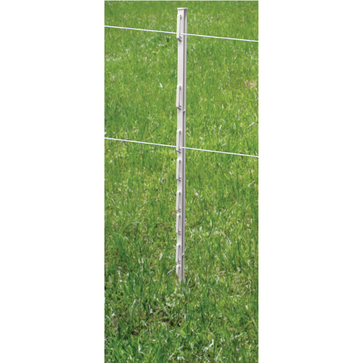 Patriot White Step-In Fence Post | Heavy-Duty Plastic with Metal Spike