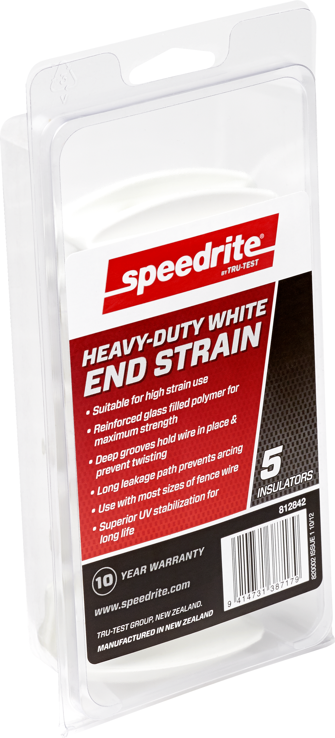 Speedrite Heavy-Duty White End Strain - Electric Fence Insulator 5/Pk