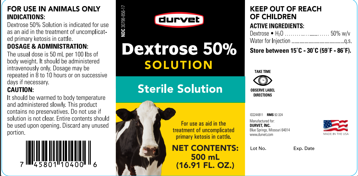 Durvet Dextrose 50% Solution | IV Energy Support for Cattle | 500 ml