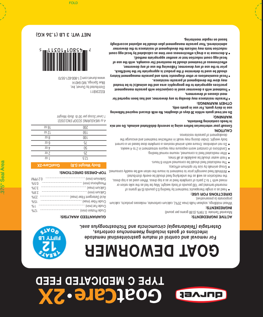 Durvet GoatCare 2X | Goat DeWormer Pellets with Rumatel | 3 lb.
