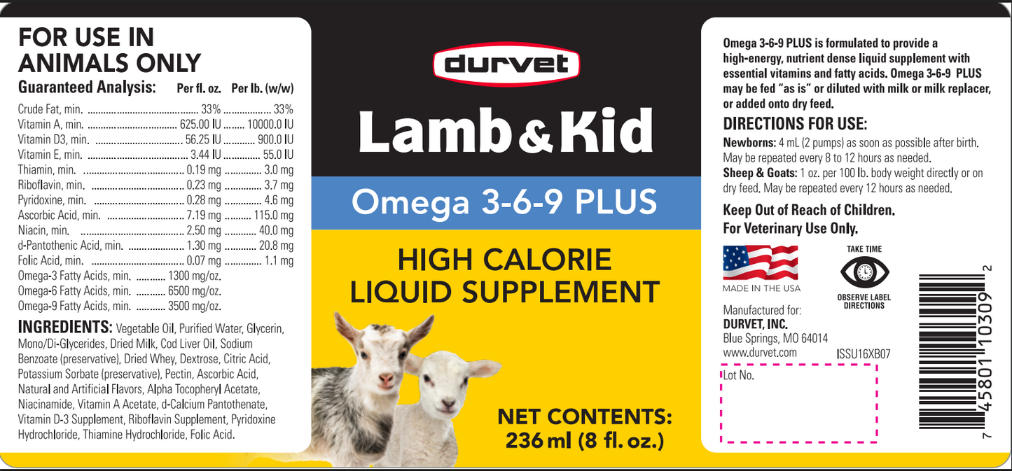 Durvet Lamb & Kid Omega 3-6-9 Plus | Energy & Immune Support