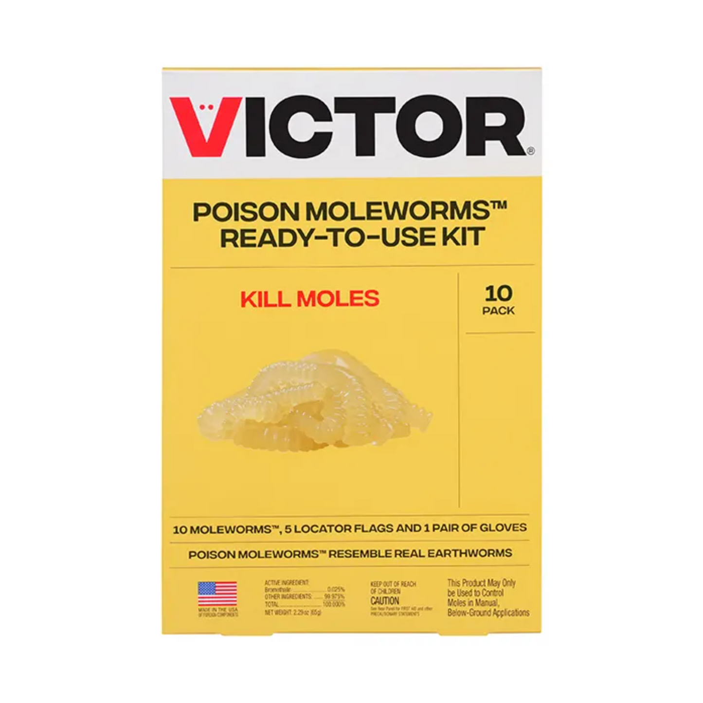 Victor Poison Moleworms | Realistic Mole Bait for Underground Tunnels | 10 Pack