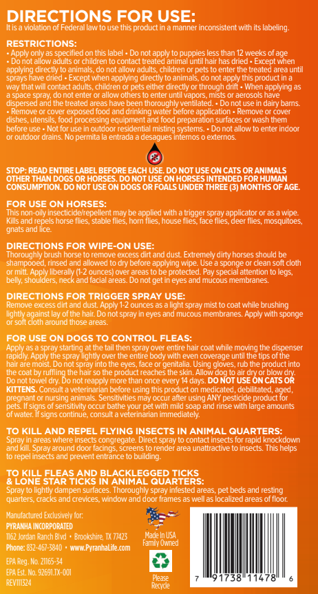 Pyranha Nulli-Fly Fly Spray for Horses & Dogs | Water-Based Repellent