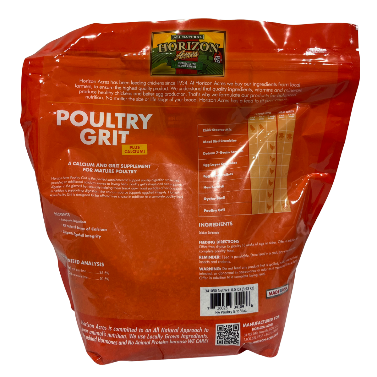 Horizon Acres Poultry Grit | Calcium and Grit Supplement | 8 lb.