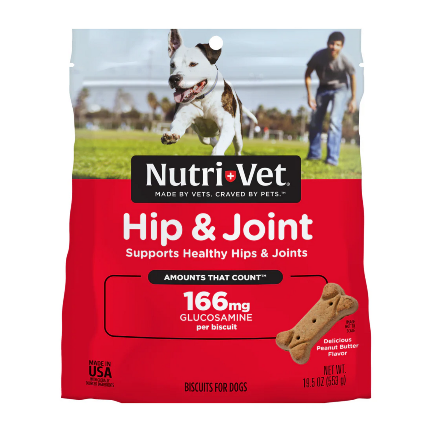 Nutri-Vet Hip & Joint Biscuits for Dogs 1 lb. (16 oz) | 166 mg Glucosamine, Peanut Butter