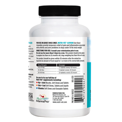 Nutri-Vet Aspirin for Dogs | Liver Flavored Chewables | Pain & Inflammation Relief