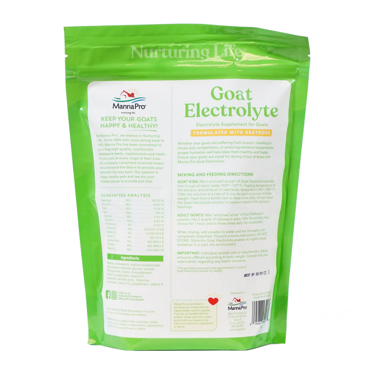 Manna Pro Goat Electrolyte | 1 lb Hydration Supplement for Goats