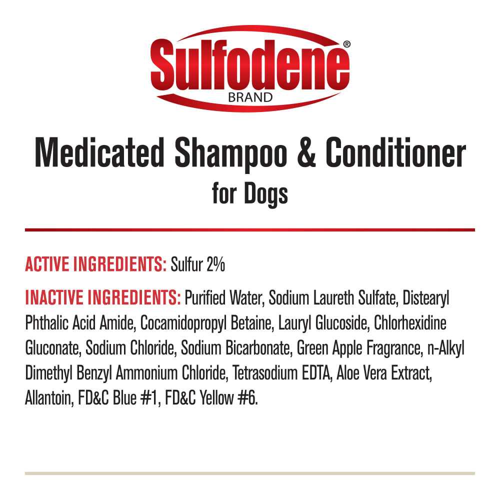 Sulfodene Medicated Dog Shampoo & Conditioner | Relieves Itching & Flaking | 12 oz