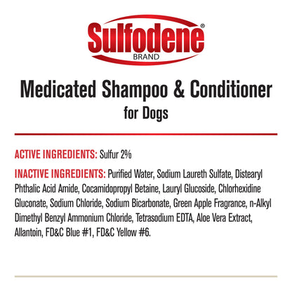 Sulfodene Medicated Dog Shampoo & Conditioner | Relieves Itching & Flaking | 12 oz