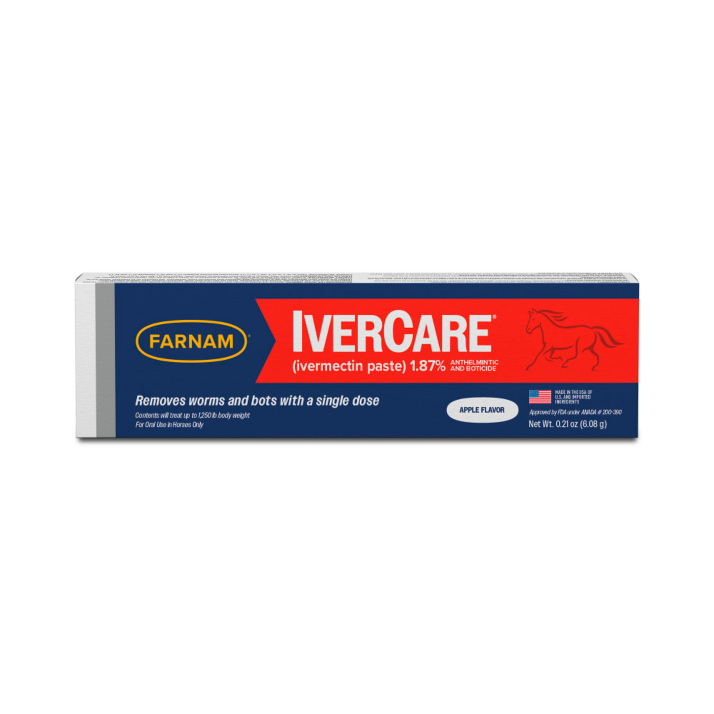 IverCare Ivermectin Paste 1.87% Apple Flavor Horse Dewormer 1250 lb Dose
