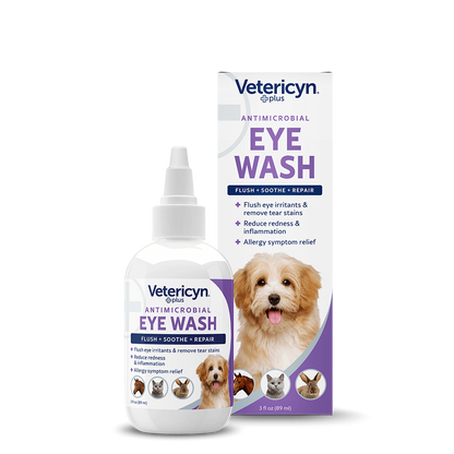 Vetericyn Plus Antimicrobial Eye Wash | Non-Stinging Eye Irritation & Tear Stain Relief for Pets | 3 oz.