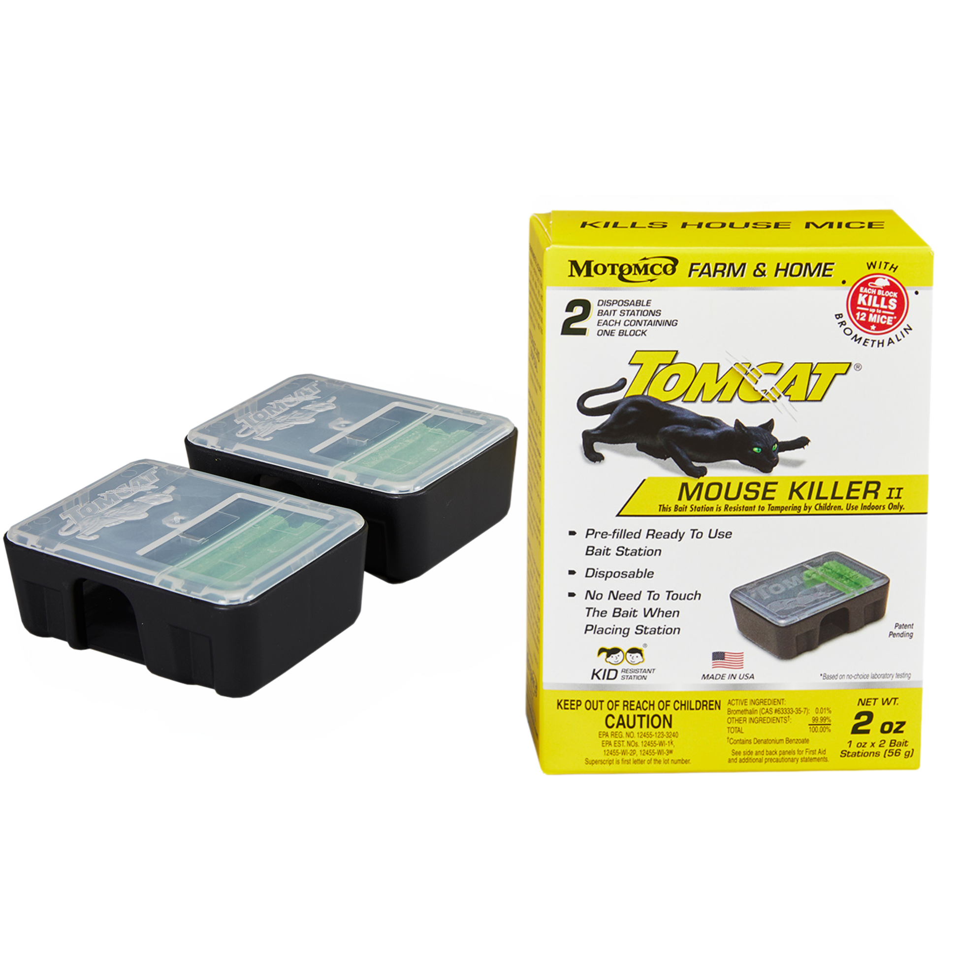 Tomcat Mouse Killer II Disposable Bait Station 1 oz | Kid Resistant, Bromethalin