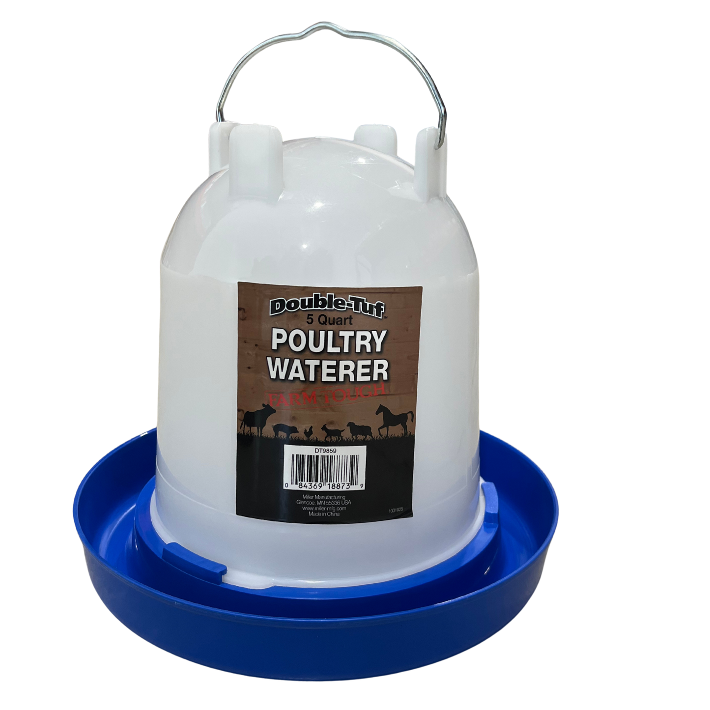 Double-Tuf Hanging Plastic Chicken Waterer 5 Quart | Translucent, Easy Fill
