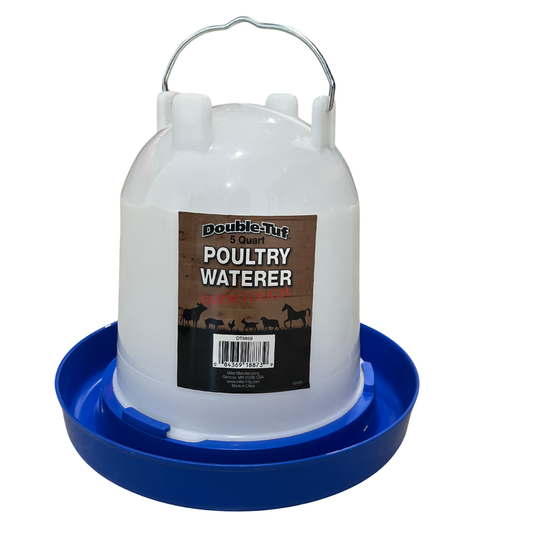 Double-Tuf Hanging Plastic Chicken Waterer 5 Quart | Translucent, Easy Fill