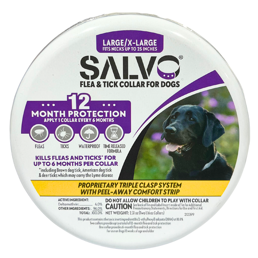 Salvo Flea & Tick Collar for Dogs | Up to 12-Month Protection (2 x 6-Month Collars)