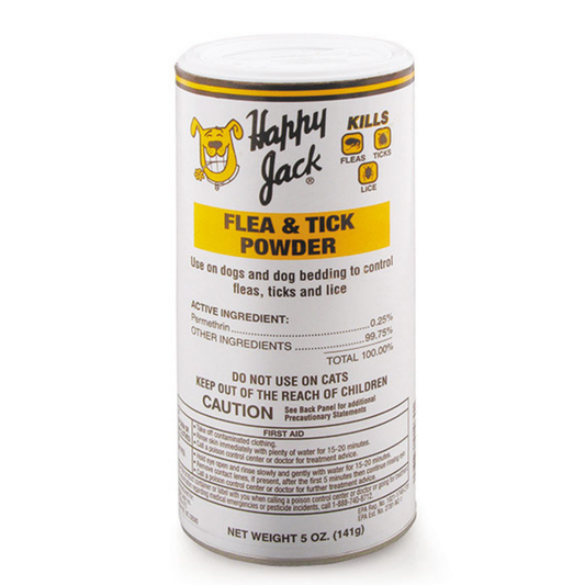 Happy Jack Flea & Tick Powder for Dogs | Pyrethrin Formula, Odorless, 5 oz