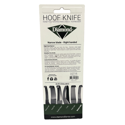 Diamond Farrier Narrow Blade Hoof Knife | Stainless Steel Blade, Hardwood Handle