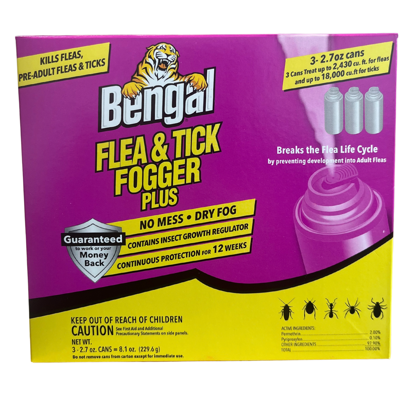 Bengal Flea & Tick Fogger Plus 3 Pack – Permethrin + Nylar IGR