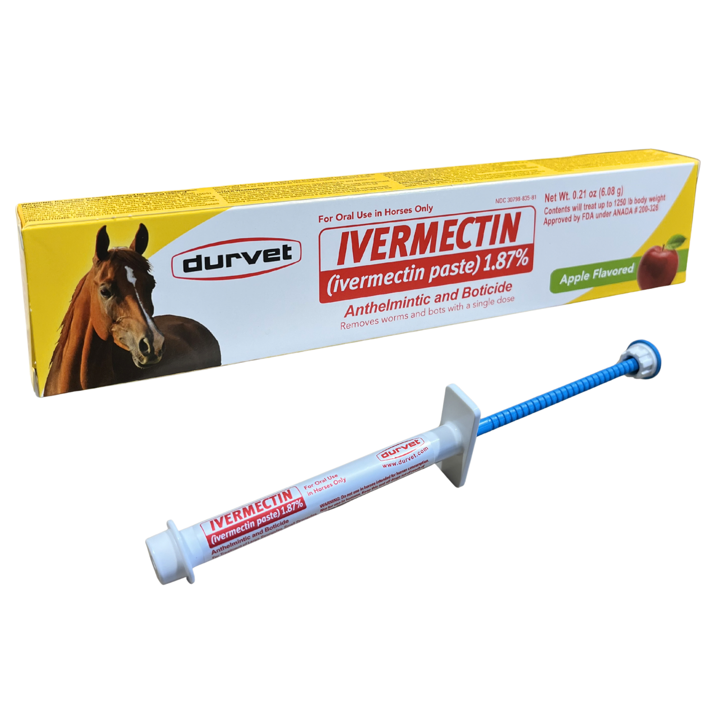 Durvet Ivermectin Paste 1.87% Horse Dewormer | Apple Flavor 