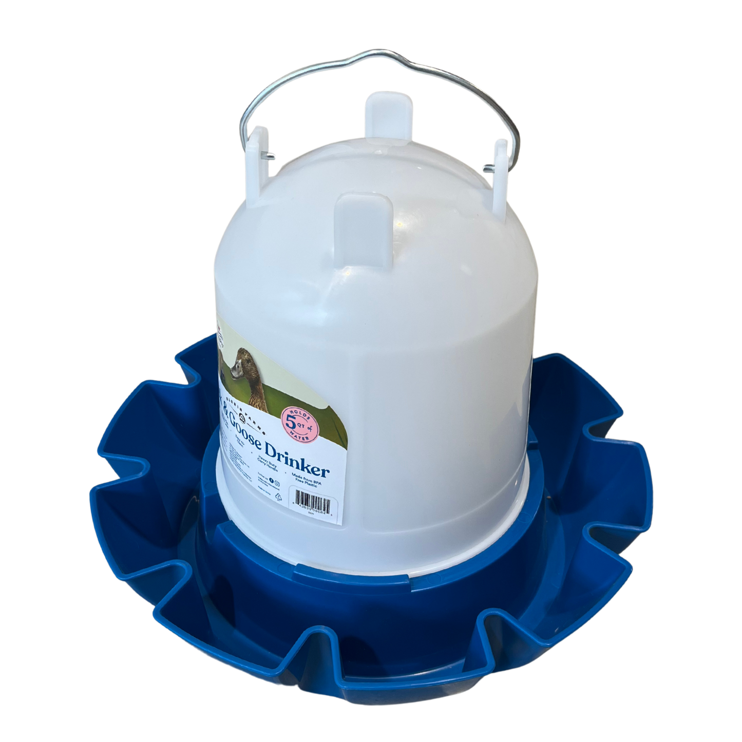 Manna Pro Duck & Goose Waterer | 5 Qt BPA-Free Heavy-Duty Drinker