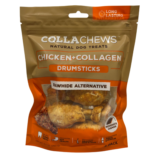 Collachews Chicken Plus Collagen Drumstick Dog Treats | Rawhide Alternative, 4-Pack