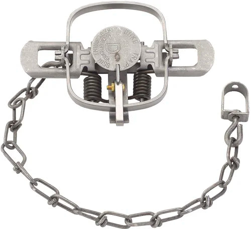 Duke Steel Foot-Hold Trap for Raccoons, Minks & Muskrats – 4" Jaw Spread, Coil Spring Design