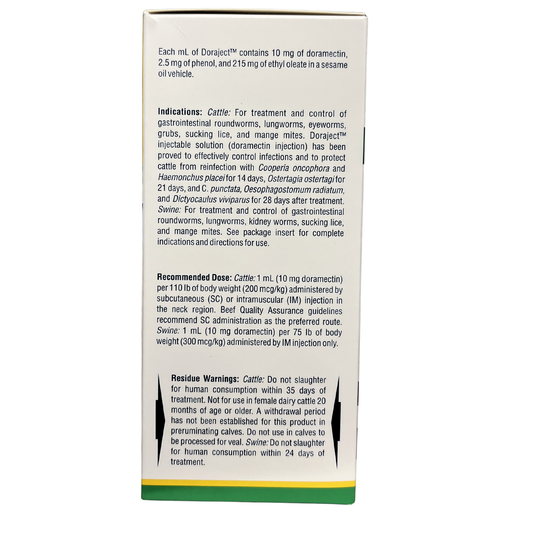 Cronus Doraject Doramectin 1% Injectable 500 mL for Cattle & Swine