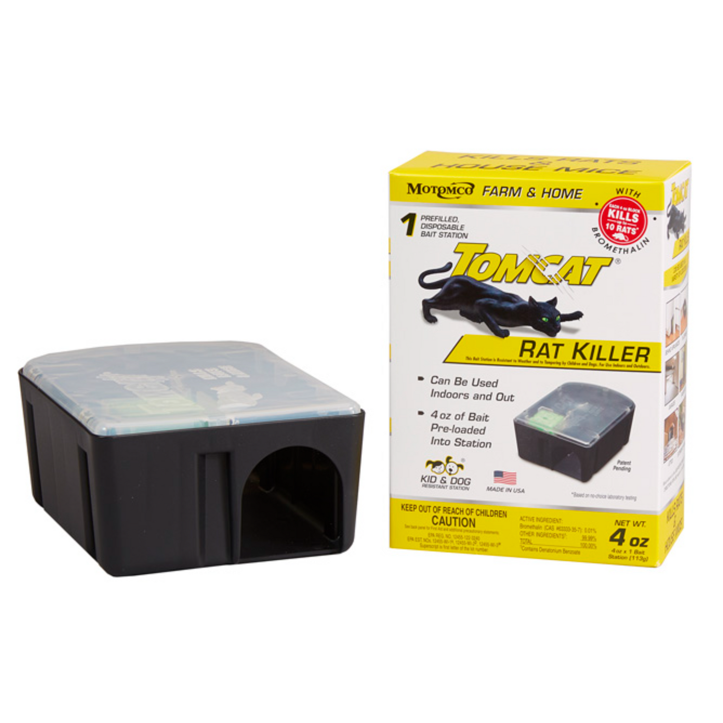 Tomcat Disposable Rat Killer Bait Station | 4 oz Bromethalin, Indoor/Outdoor
