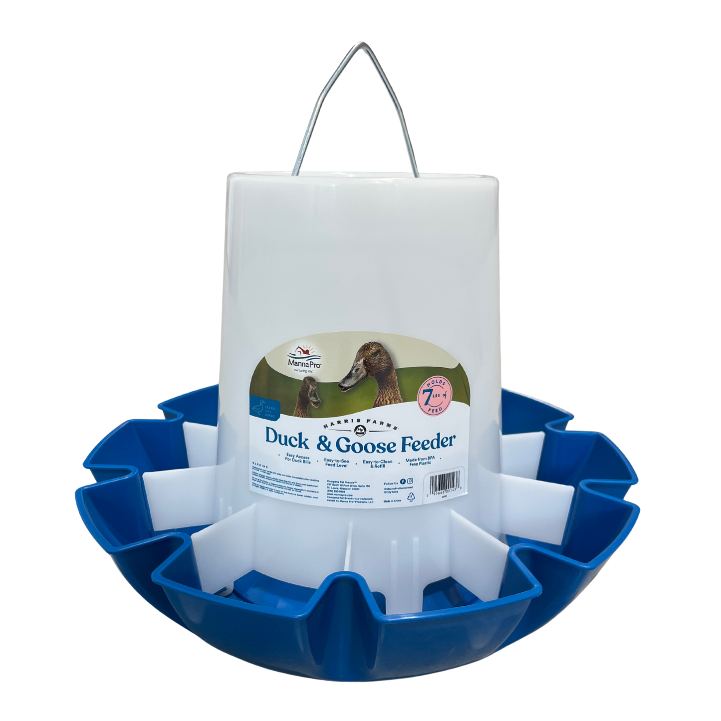 Manna Pro Duck & Goose Feeder | 7 lb BPA-Free Feeder for 5–15 Birds