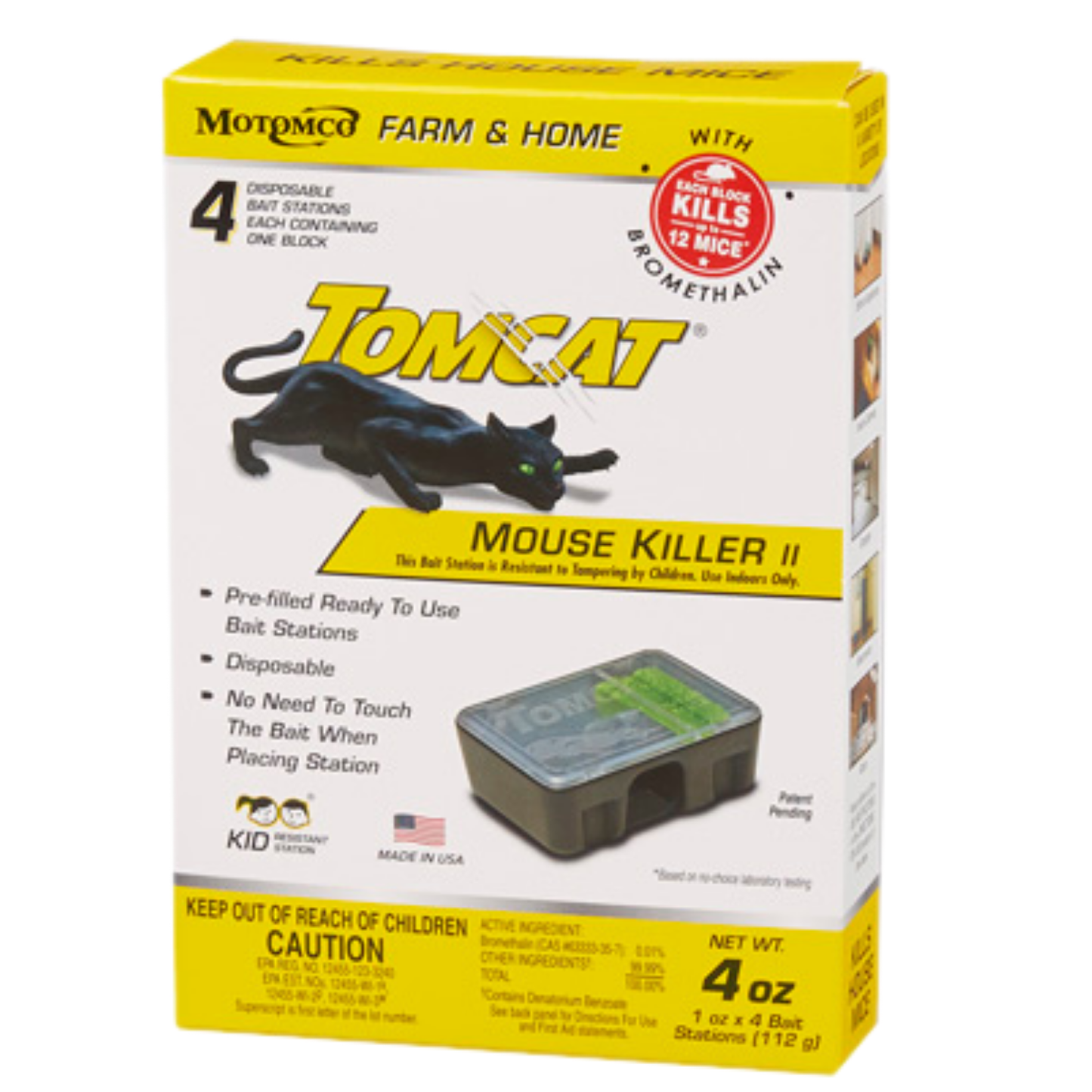 Tomcat Mouse Killer II Disposable Bait Station 1 oz | Kid Resistant, Bromethalin