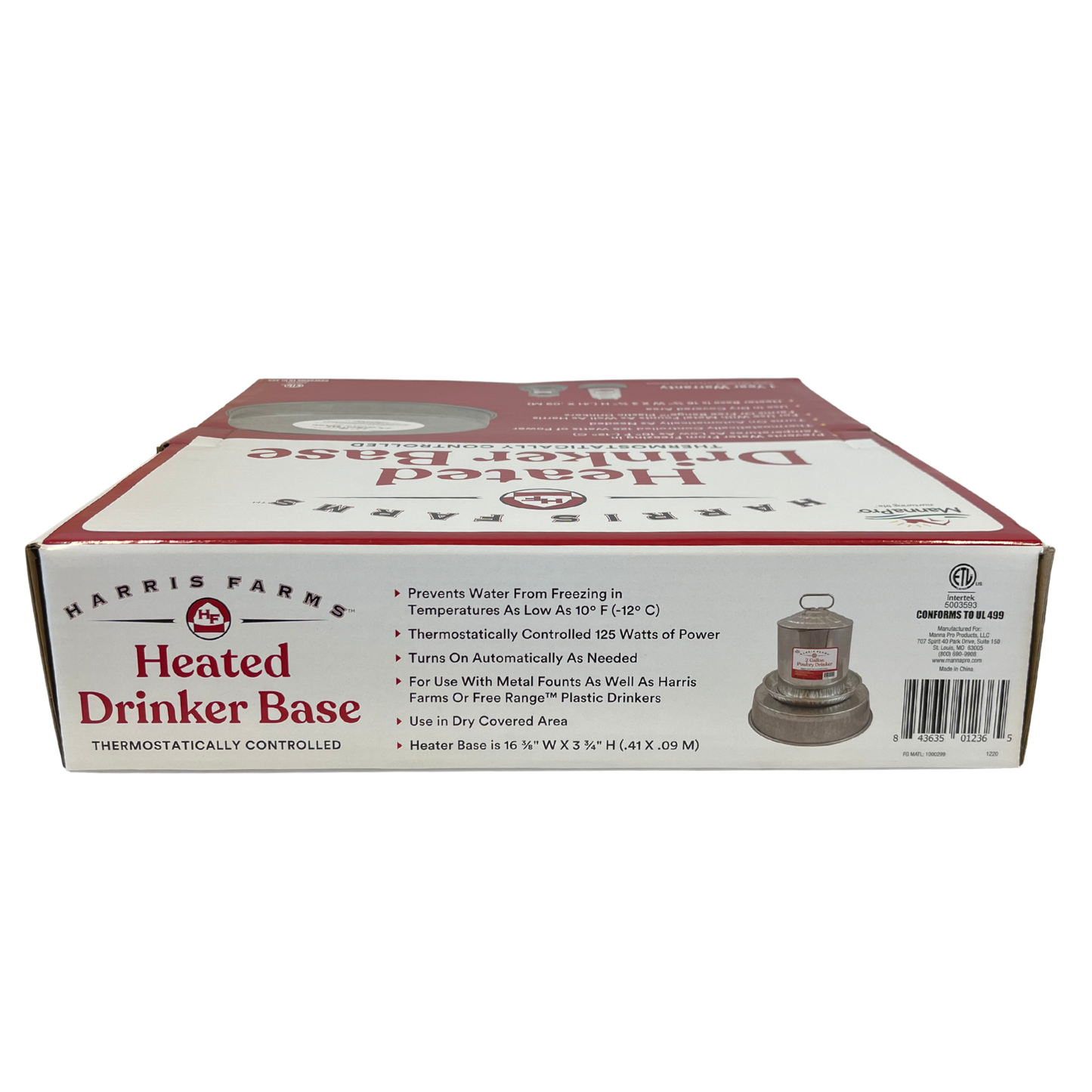 Harris Farms Heated Poultry Drinker Base 125W | Thermostatic, Freeze Protection to 10°F
