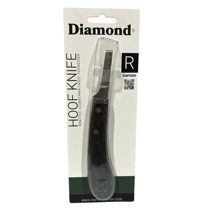 Diamond Farrier Narrow Blade Hoof Knife | Stainless Steel Blade, Hardwood Handle