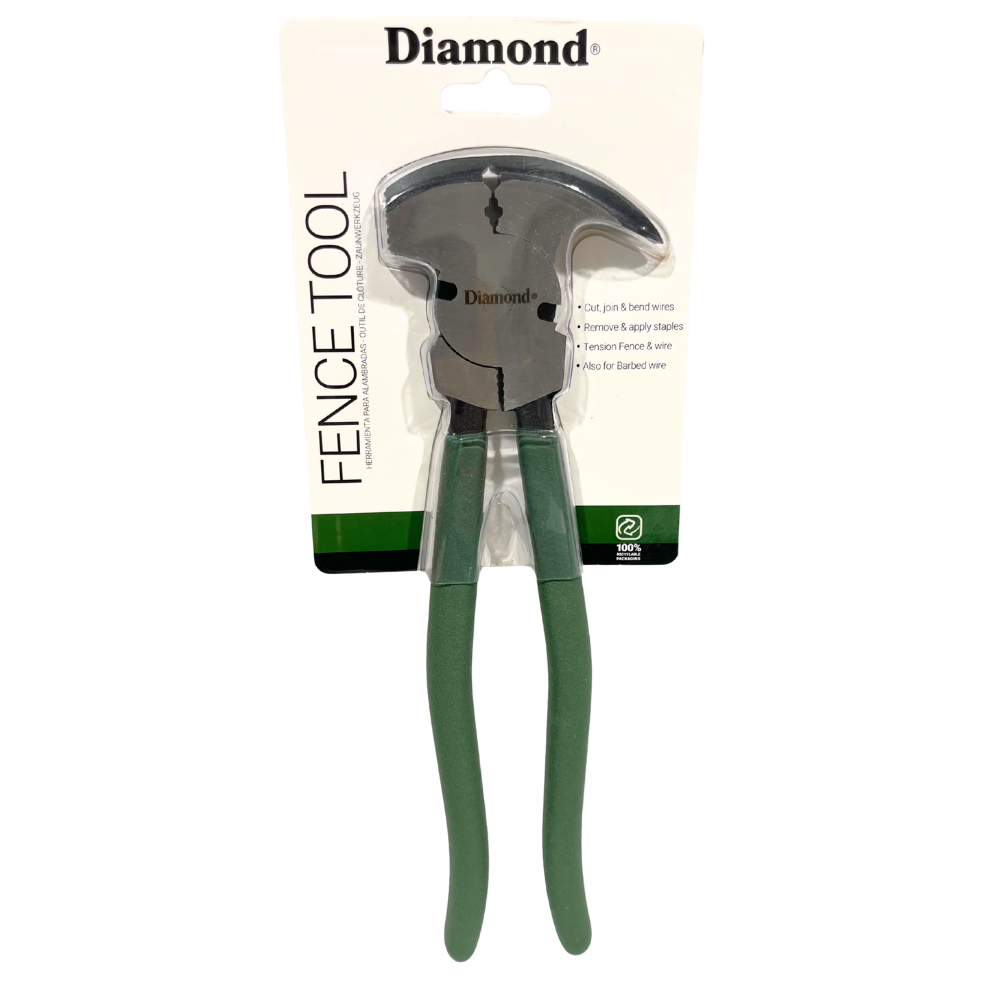 Diamond Farrier 10" Multi-Purpose Fence Tool | Staple Puller, Wire Stretcher & Hammer
