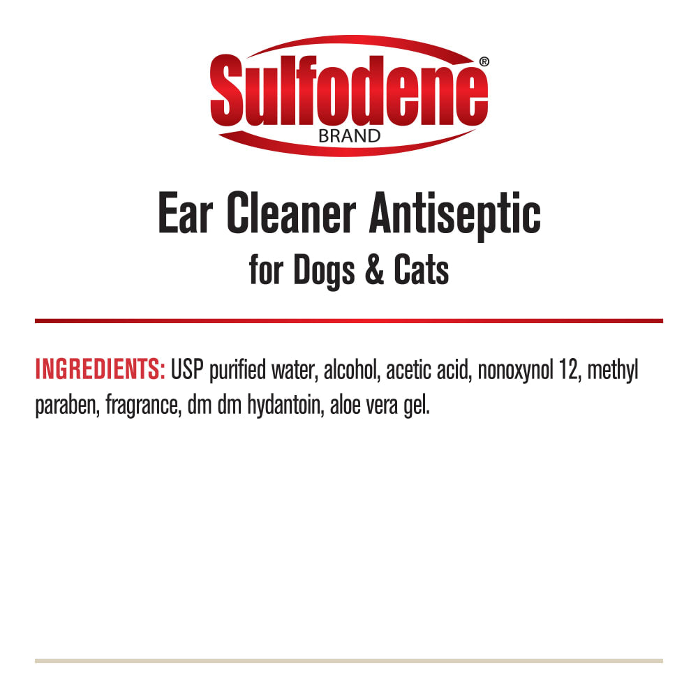 Sulfodene Ear Cleaner for Dogs & Cats | Antiseptic Formula with Aloe Vera | 4 oz.