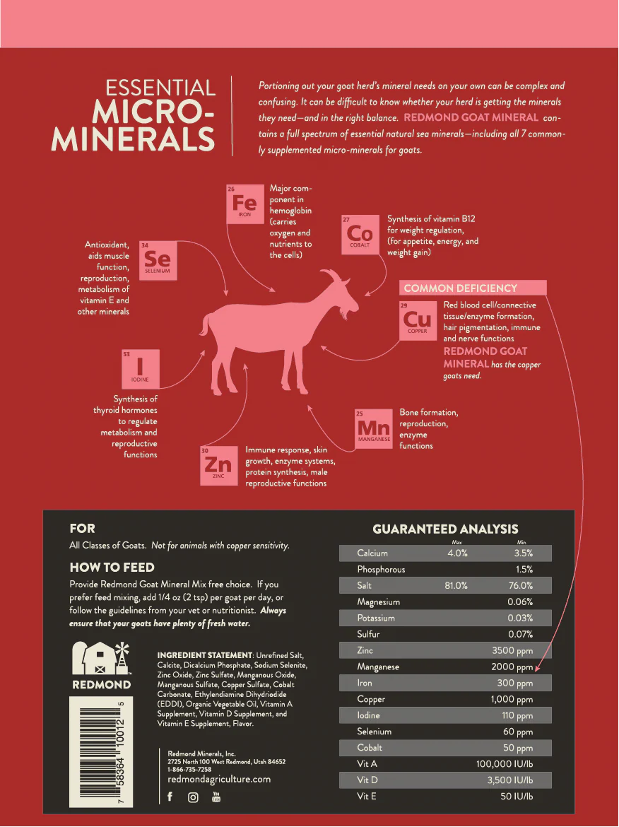 Redmond Goat Mineral | Natural Salt & Mineral Mix for Goats