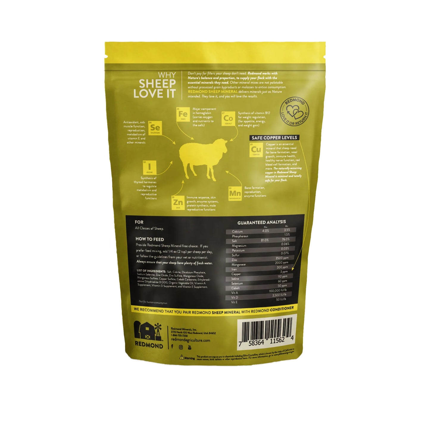 Redmond Premium Sheep Mineral | Natural Salt, Vitamin & Mineral Mix