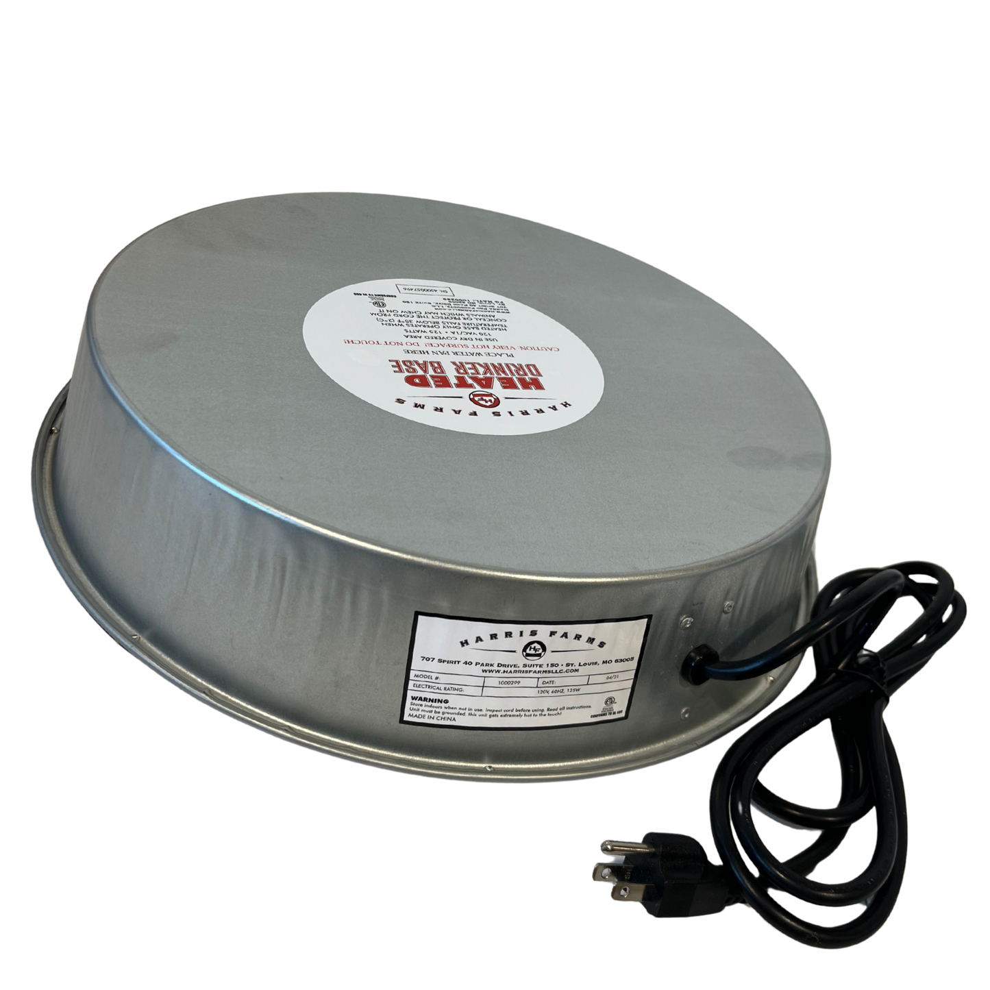Harris Farms Heated Poultry Drinker Base 125W | Thermostatic, Freeze Protection to 10°F