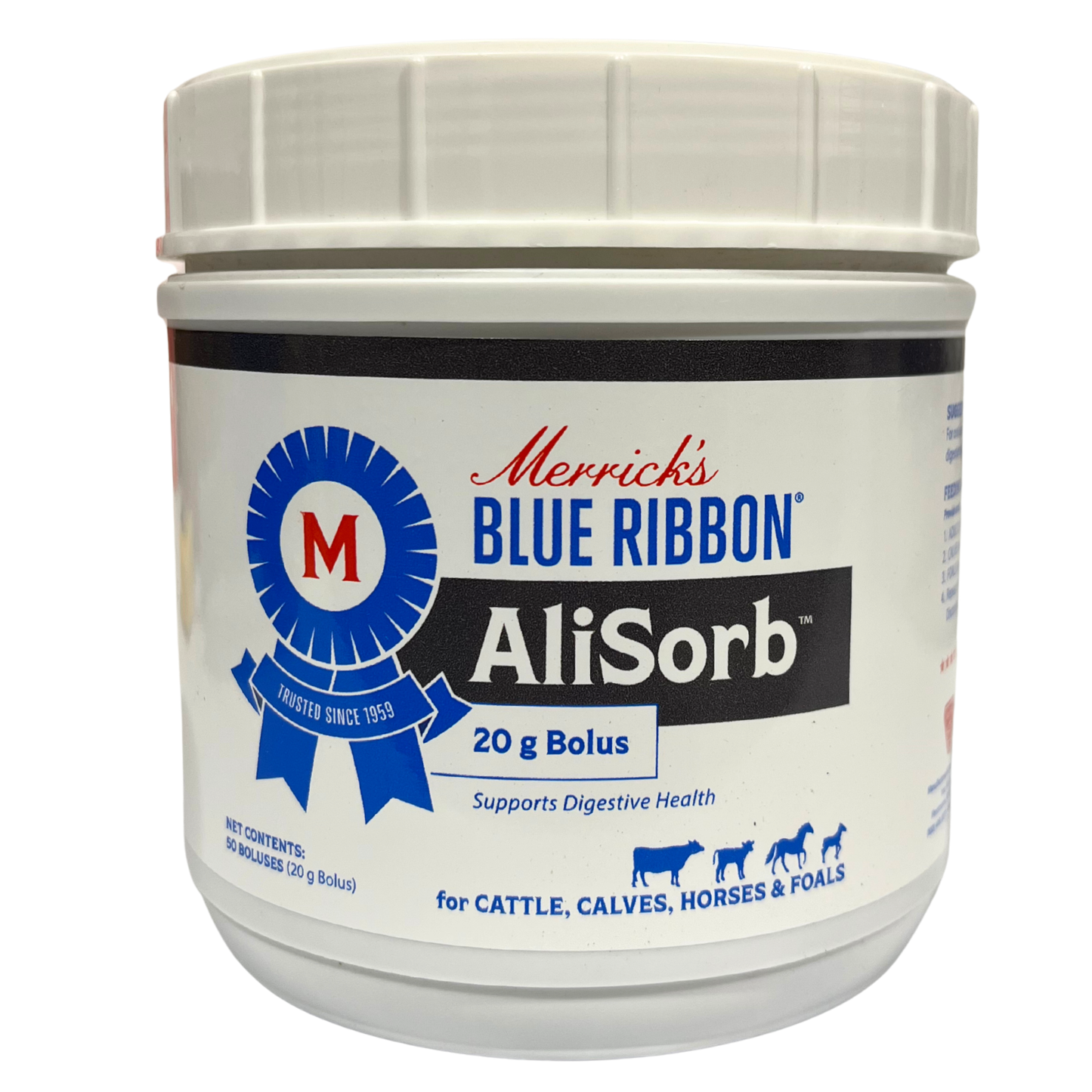 AliSorb Anti-Diarrheal Bolus for Cattle, Calves, Horses & Foals | 50 Count Jar