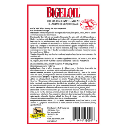 Absorbine Bigeloil Liniment | Sore Muscle & Joint Relief for Horses & Dogs | 16 oz