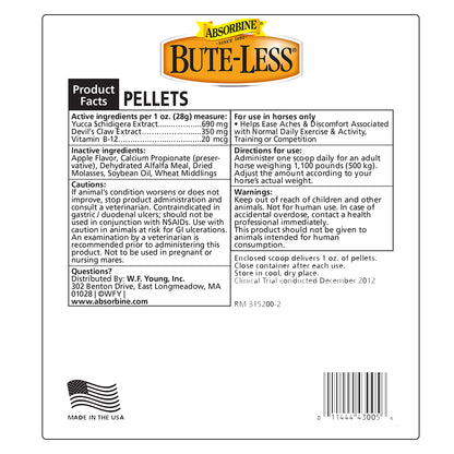 Absorbine Bute-Less Comfort & Recovery Pellets | Natural Horse Inflammation Supplement