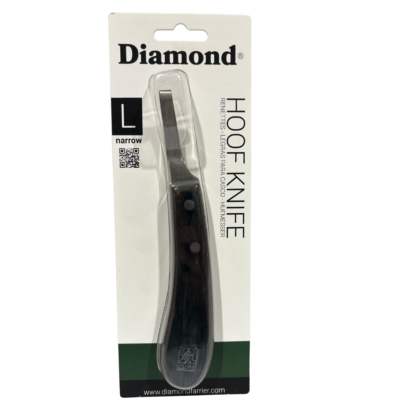 Diamond Farrier Narrow Blade Hoof Knife | Stainless Steel Blade, Hardwood Handle