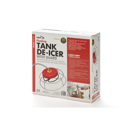 API Floating De-Icer | 1500W Livestock Tank Heater with Thermostat & Metal Guard | For 100–300 Gallon