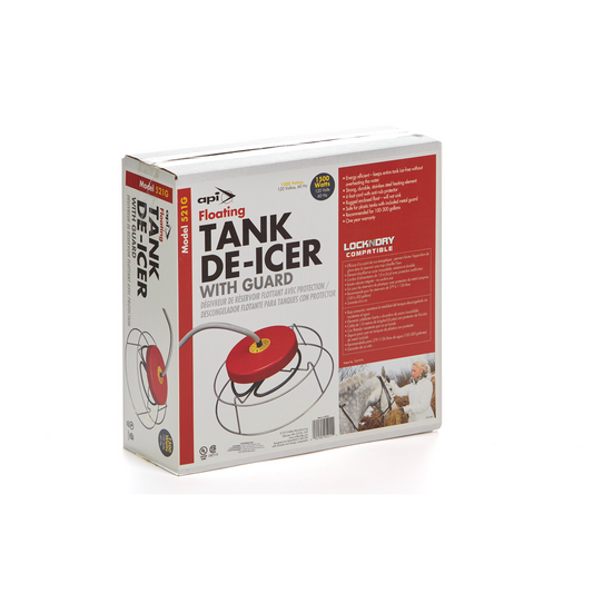 API Floating De-Icer | 1500W Livestock Tank Heater with Thermostat & Metal Guard | For 100–300 Gallon